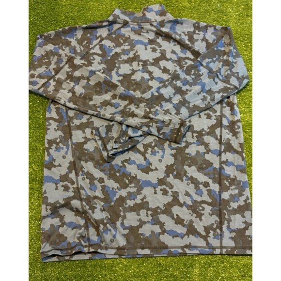 Outdoor Research 1/4 zip mens large blue camo apline onset merino 150 hiking D - Picture 12 of 14